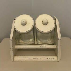 Rustic Glass Cookie Jars with Wooden Stand